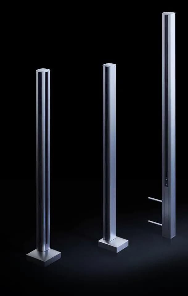 Coupe technique du modèle PP-30 — Poteau aluminium, sous essai de type